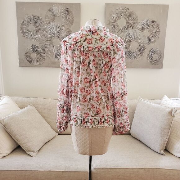 NEW! INC Floral Printed Peasant Blouse size Large - Picture 9 of 14